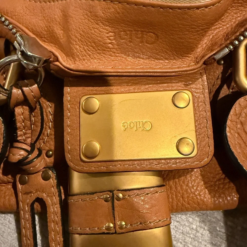 Chloe Tan Satchel Bag with Gold Accents - Picture 12 of 15